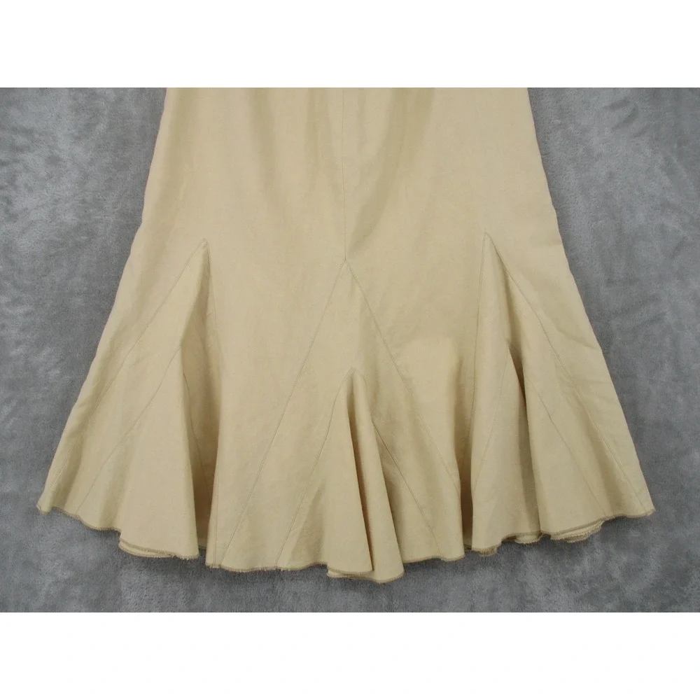 TUZZI Skirt Womens 40 US 10 Linen Blend Flounce Office A Line Artsy‎ Beige Zip